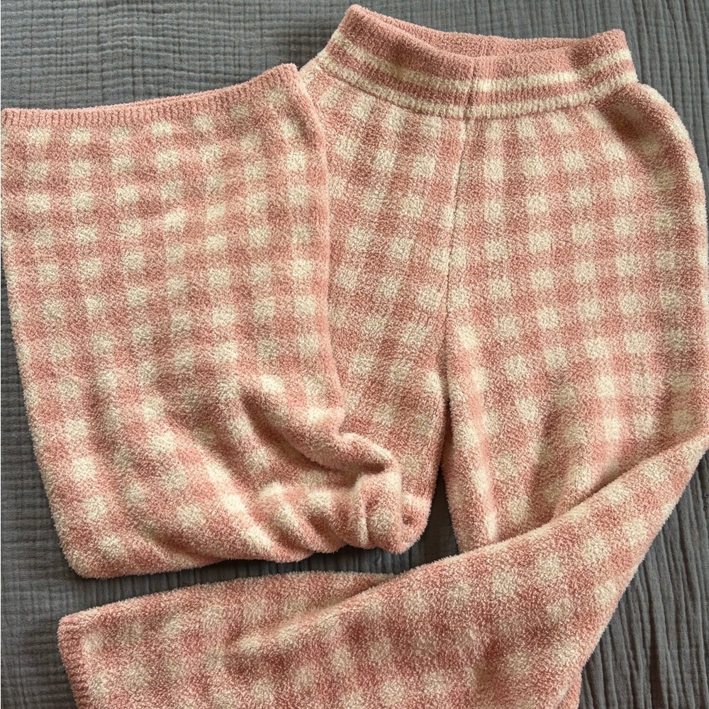 Cozy Pink Checkered Women's Pants